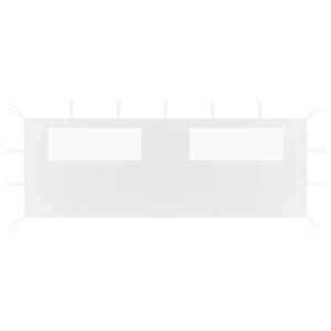 vidaXL dārza nojumes siena ar logiem, 6x2 m, balta