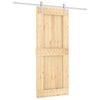 vidaXL Slīdo&scaron;ās durvis Dabisks un balts 85 x 210 cm Cieta priedes koks