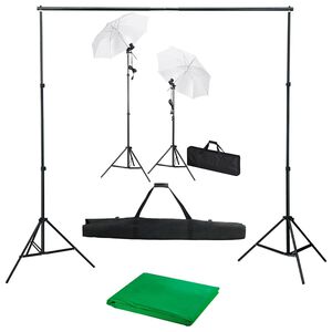 vidaXL fotostudijas komplekts &ndash; fons, lampas un lietussargi