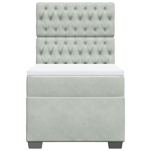 vidaXL atsperu gulta ar matraci, gai&scaron;i pelēka samts, 100x200 cm