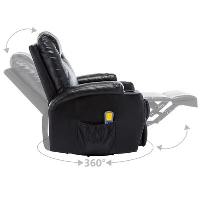 vidaXL masāžas šūpuļkrēsls, melna mākslīgā āda