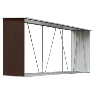 vidaXL malkas nojume, brūna, cinkots tērauds, 330x84x152 cm