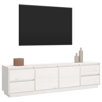vidaXL TV plaukts, balts, 176x37x47,5 cm, priedes masīvkoks