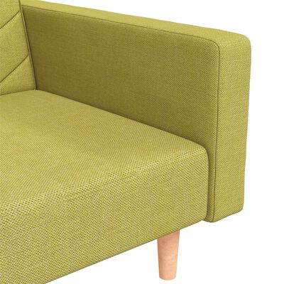 vidaXL 2-vietīga dīvāngulta ar diviem spilveniem, zaļš audums