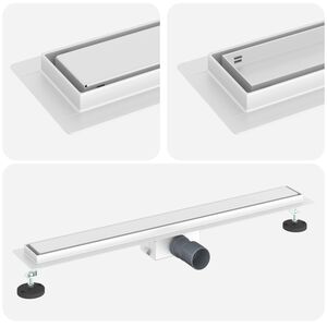 vidaXL 2 in 1 du&scaron;as notekvads Sudraba 80 cm Nerūsējo&scaron;ais tērauds 304