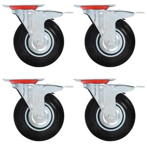 vidaXL grozāmi ritenī&scaron;i ar dubultām bremzēm, 4 gab., 125 mm