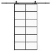 vidaXL bīdāmās durvis ar stiprinājumiem, melns, stikls, 90x205 cm