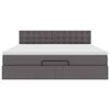 vidaXL Osmaņu gulta ar matračiem un LED, pelēks 160x200cm mākslīgā āda