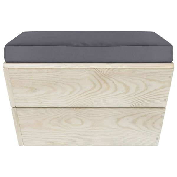 vidaXL dārza pale&scaron;u soliņ&scaron; ar matraci, impregnēts egles koks