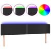 vidaXL gultas galvgalis ar LED, 183x16x78/88 cm, melna mākslīgā āda