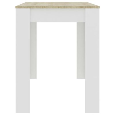 vidaXL virtuves galds, 120x60x76 cm, balta un ozolkoka krāsa