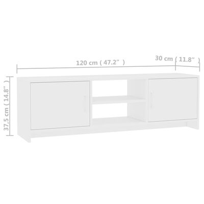 vidaXL TV skapītis, 120x30x37,5 cm, balts, skaidu plāksne