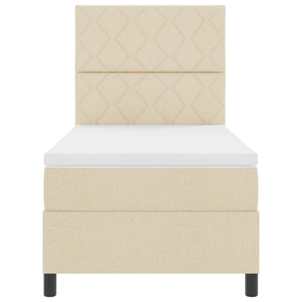 vidaXL Kastītes atsperu gulta ar matraci Krēmkrāsa 100 x 200 cm audums