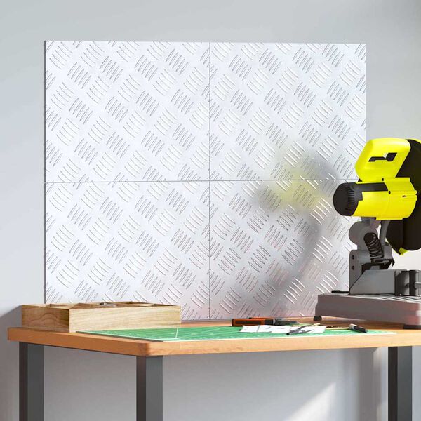 vidaXL Trepju paklājs Taisnstūra 4 pcs Sudraba 40 x 30 cm Alumīnijs