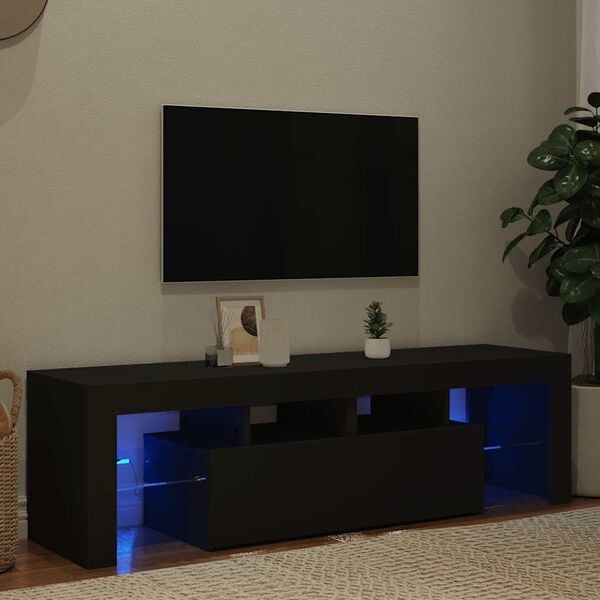 vidaXL TV galdiņ&scaron; ar LED lampiņām, 140x36,5x40 cm, melns