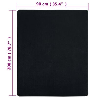vidaXL palags ar gumiju, melns, 90x200 cm, kokvilna
