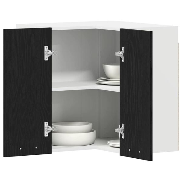 vidaXL Piekarams skapītis Lyon Melns ozolkoks 57 x 57 x 60 cm