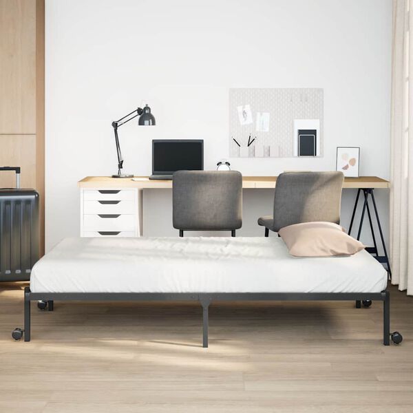 vidaXL Gultas rāmis bez matrača Saliekams Melns 80x200 cm Tērauds