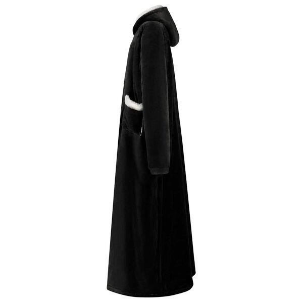 vidaXL Segas džemperis ar kapuci Melna L Fleeces un flaneļa