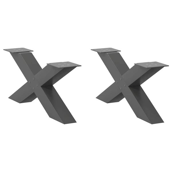 vidaXL kafijas galdiņa kājas, 2 gab., X-veida, antracīta krāsā, 70x(30-31) cm, tērauds