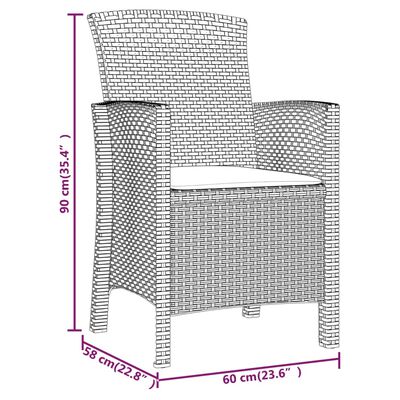 vidaXL dārza krēsli ar matračiem, 2 gab., PP rotangpalma, grafītpelēki
