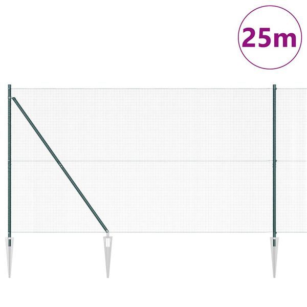 vidaXL Žoga āķis Zaļa 25 x 1,6 m (16 x 16 mm siets) Tērauds un PVC