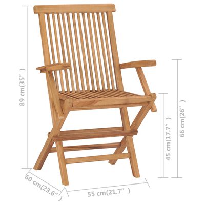 vidaXL dārza krēsli, krēmbalti matrači, 4 gab., masīvs tīkkoks