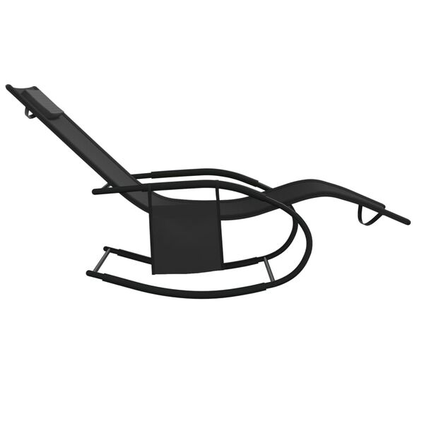 vidaXL sauļošanās šūpuļkrēsls, tērauds, melns tekstilēns