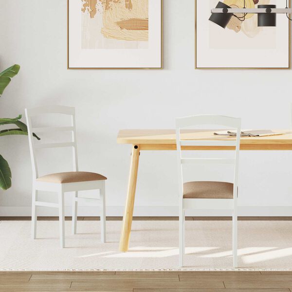 vidaXL Ēdamistabas krēsls 2 pcs Balts un brūns Ciets gumijas koks