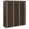 vidaXL auduma skapis ar nodalījumiem un stieņiem, brūns, 150x45x175 cm