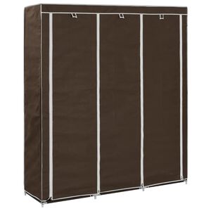 vidaXL auduma skapis ar nodalījumiem un stieņiem, brūns, 150x45x175 cm