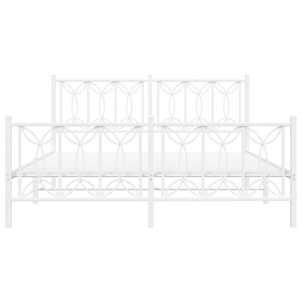 vidaXL gultas rāmis ar galvgali un kājgali, balts metāls, 150x200 cm