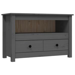 vidaXL TV skapītis, pelēks, 79x35x52 cm, priedes masīvkoks
