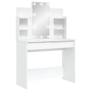 vidaXL spoguļgaldiņ&scaron; ar LED, balts, 96x40x142 cm