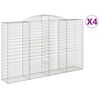 vidaXL arkveida gabiona grozi, 4 gb., 300x50x180/200cm, cinkota dzelzs