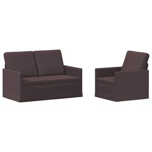 vidaXL Dīvānu komplekts 2 pcs Tum&scaron;i brūna Audums