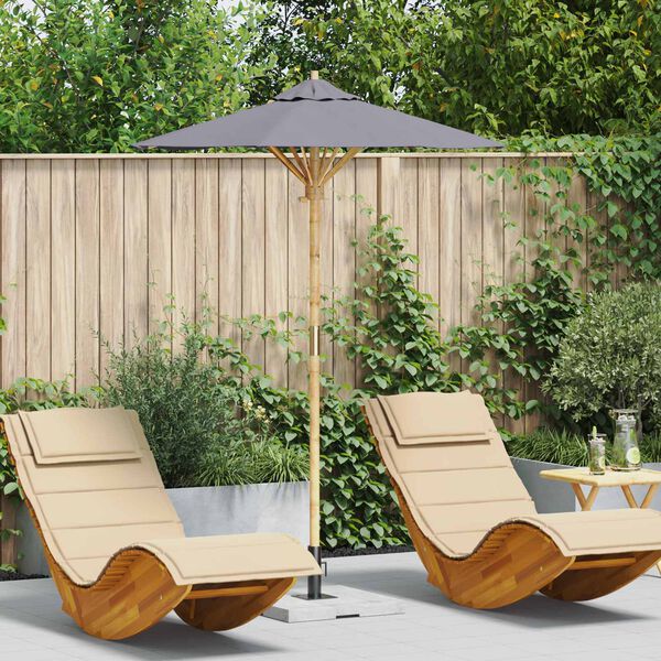vidaXL Dārza parasols Tum&scaron;i pelēks &Oslash; 270 x 260 cm Bambuss