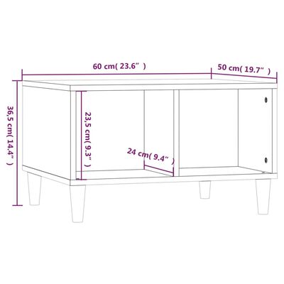 vidaXL kafijas galdiņš, ozolkoka, 60x50x36,5 cm, inženierijas koks