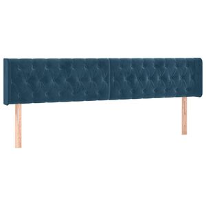 vidaXL gultas galvgaļi, tum&scaron;i zili, 180x7x78/88 cm, samts