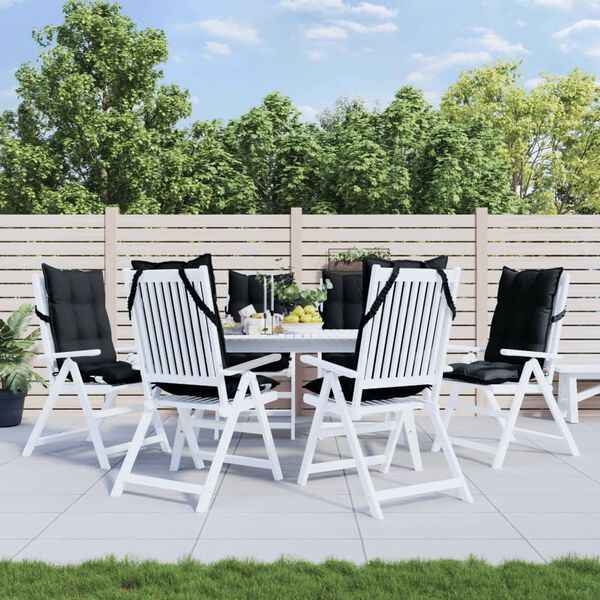 vidaXL dārza krēslu spilveni, 6 gab., melns oksforda audums