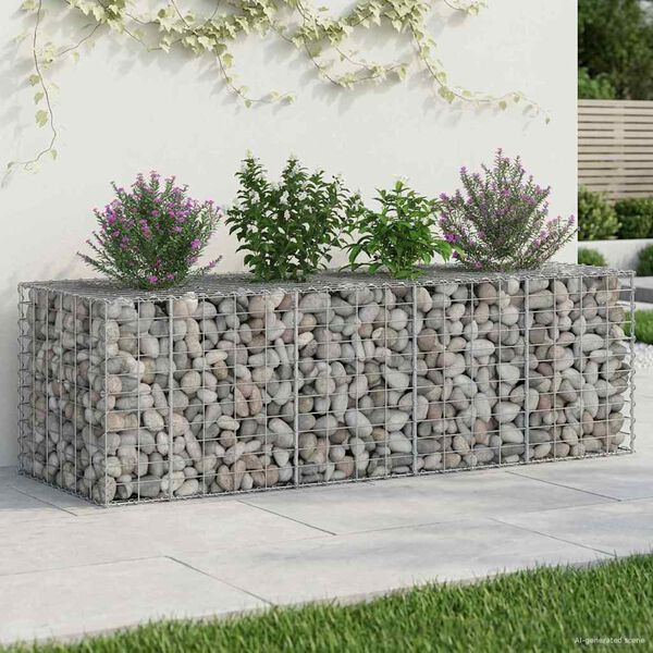 vidaXL Gabions pacelta gulta Sudraba 180 x 60 x 55 cm Cinkots tērauds