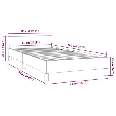 vidaXL gultas rāmis ar galvgali, melns samts, 80x200 cm