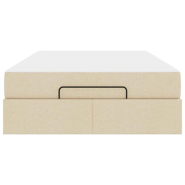 vidaXL Gultas rāmis ar matraci ar matraci 2 pcs Krēmkrāsa audums