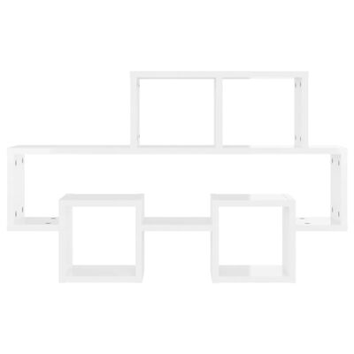 vidaXL sienas plaukts, mašīnas forma, spīdīgi balts, 82x15x51 cm