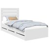 vidaXL Gultas rāmis ar atvilktni Balts 75 x 190 cm Inženieru koks