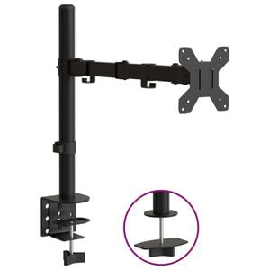 vidaXL monitora statīvs, melns, tērauds, VESA, 75/100 mm