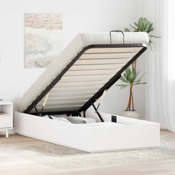 vidaXL Otomāna gultas rāmis Balts 80 x 200 cm Masīvs priedes koks