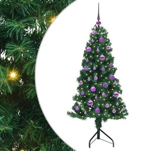 vidaXL Stūra mākslīgais Ziemassvētku koks Zaļa 150 cm PVC un metāls
