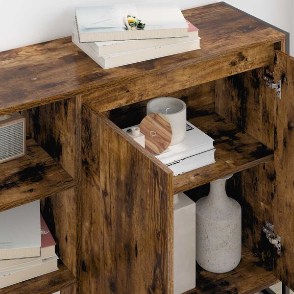 vidaXL Sānu skapis Dūmu ozols 96.5 x 30 x 75 cm Inženierijas koks