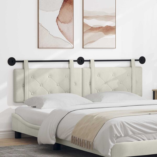 vidaXL Karājo&scaron;s galvgalis Krēmkrāsa 170 x 55 x 5 cm Samts